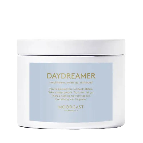 A 3 oz. candle that blends layers of delicate neroli, fresh peach, and white tea that slowly melts into a grounding base of driftwood and amber to help you relax and let it all go.