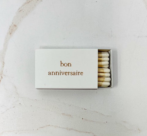 Bon Anniversaire gold foil matchbook