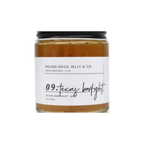 A 4 oz. jam made from fresh Texas peaches, maple syrup, fresh thyme and a punch of whiskey, blended together for a mild well blended flavor. 
