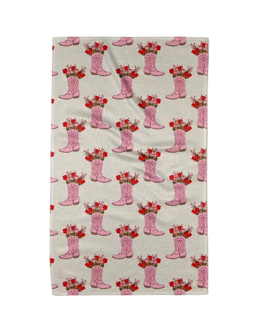 Pink Cowboy Boots Tea Towel - Geometry